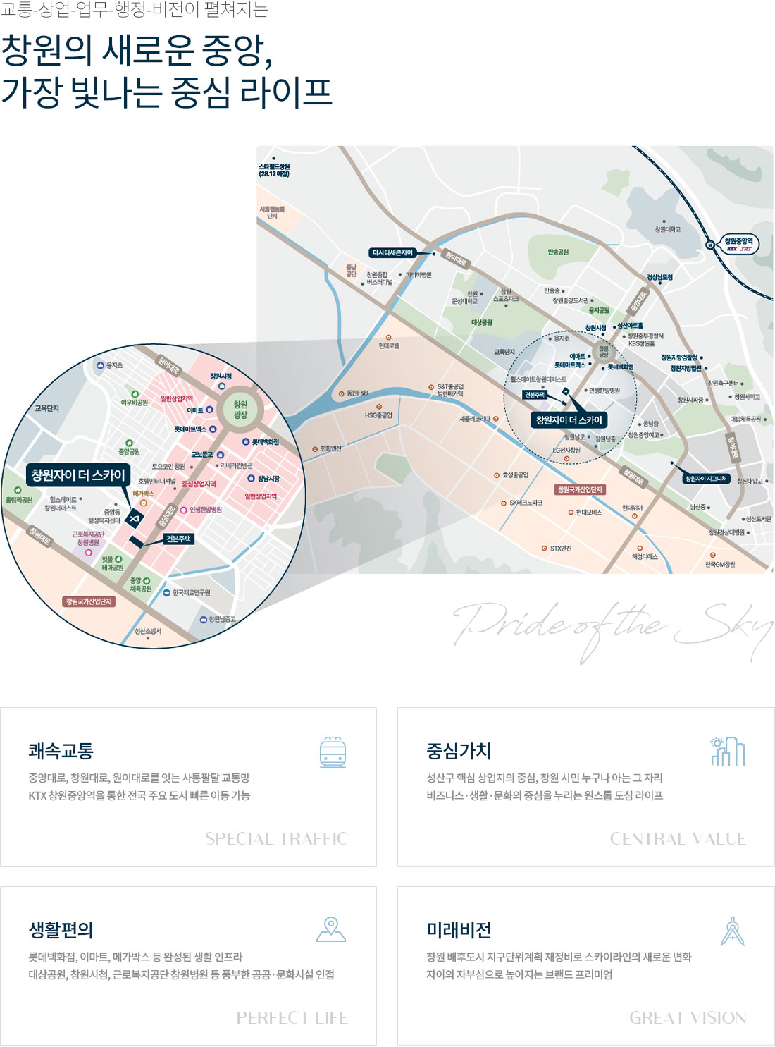창원자이더스카이 입지환경 지도